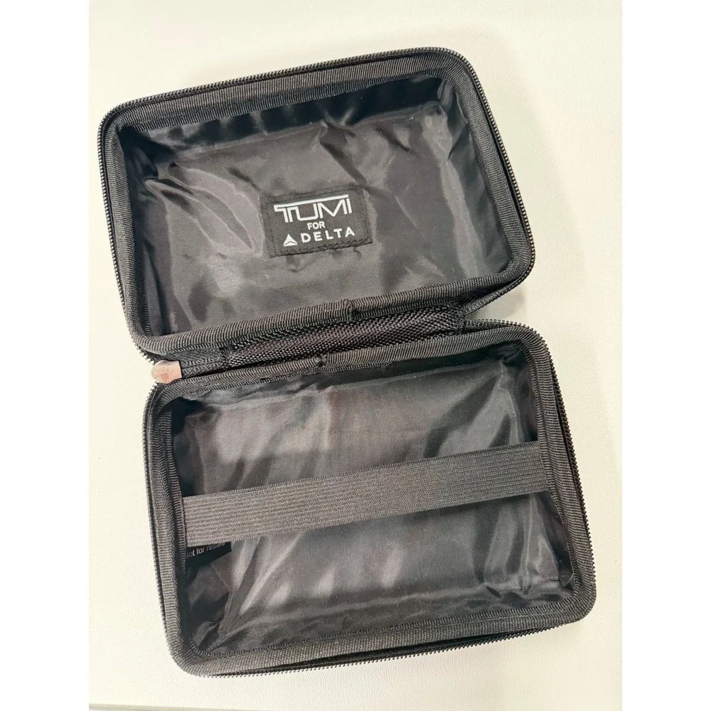 Tumi for Delta Black Hard Shell Amenity Kit Travel Case Organizer Pouch